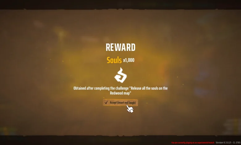 The Reward upon getting all 10 Hunter Souls from Redwood Graves