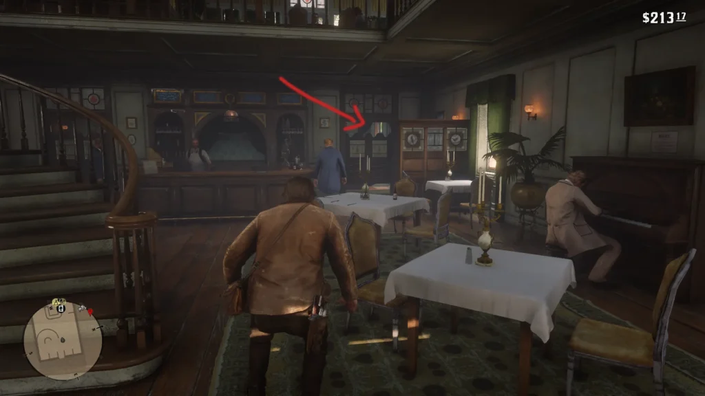 Rhodes Saloon back room location for finding Jack's thimble in RDR2