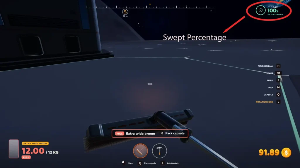Swept percentage in Moon Sweepers