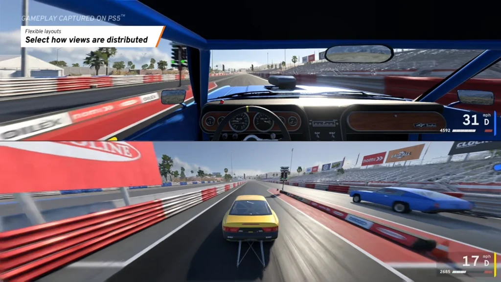 Two-player BeamNG.drive split-screen drag race