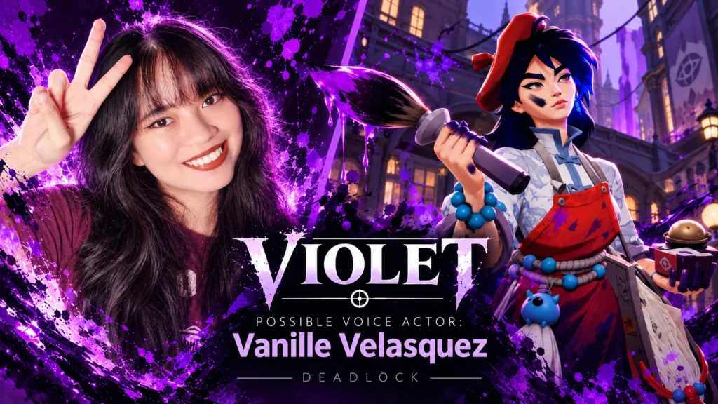 VALORANT's Neon voice actress Vanille Velasquez pictured beside Deadlock's Violet as a potential voice actor