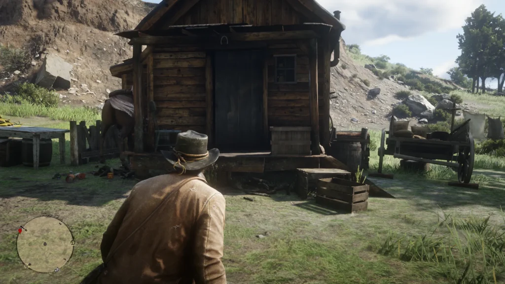 Wooden shack at Granger's Hoggery containing Sadie Adler's harmonica in Red Dead Redemption 2