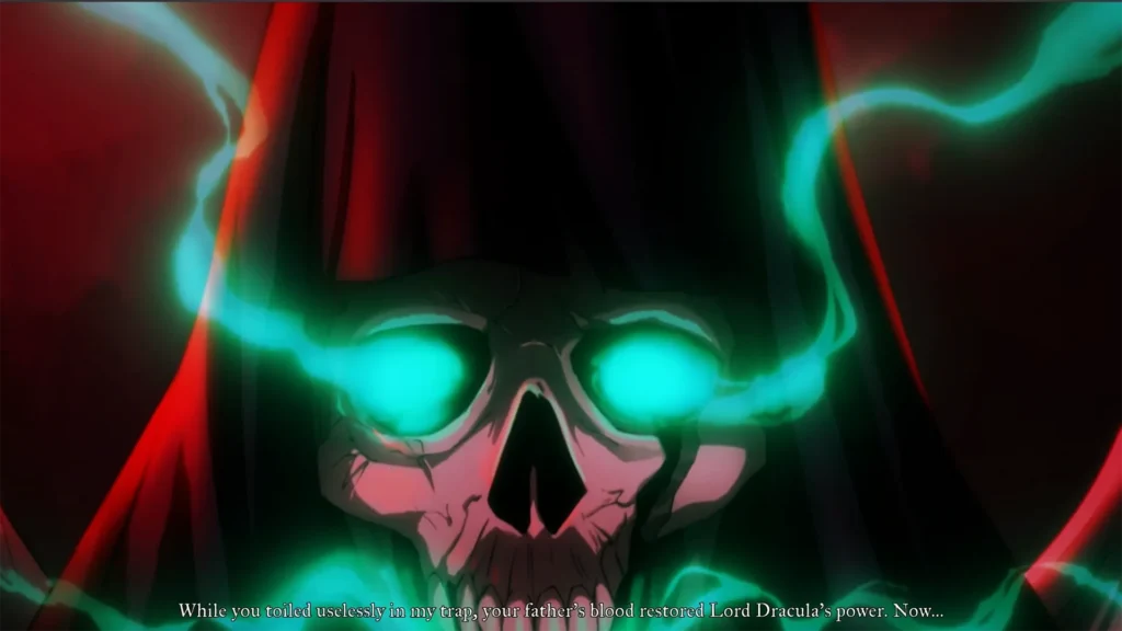 Rose Belmont falls into Death's trap during the False Ending of Castlevania: Belmont's Curse.