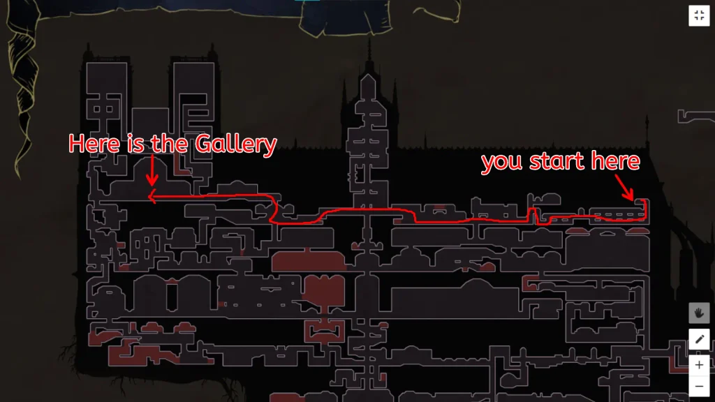 Castlevania: Belmont's Curse Gallery of Four Virtues Location Map