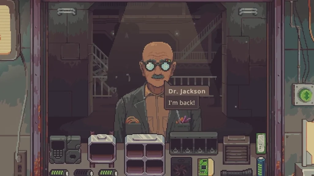 the NPC Dr Jackson speaking to the protagonist