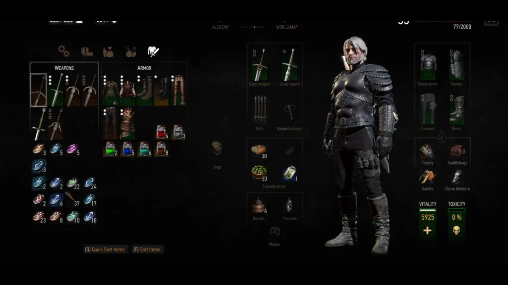 Geralt wearing the Forgotten Wolf Gear set