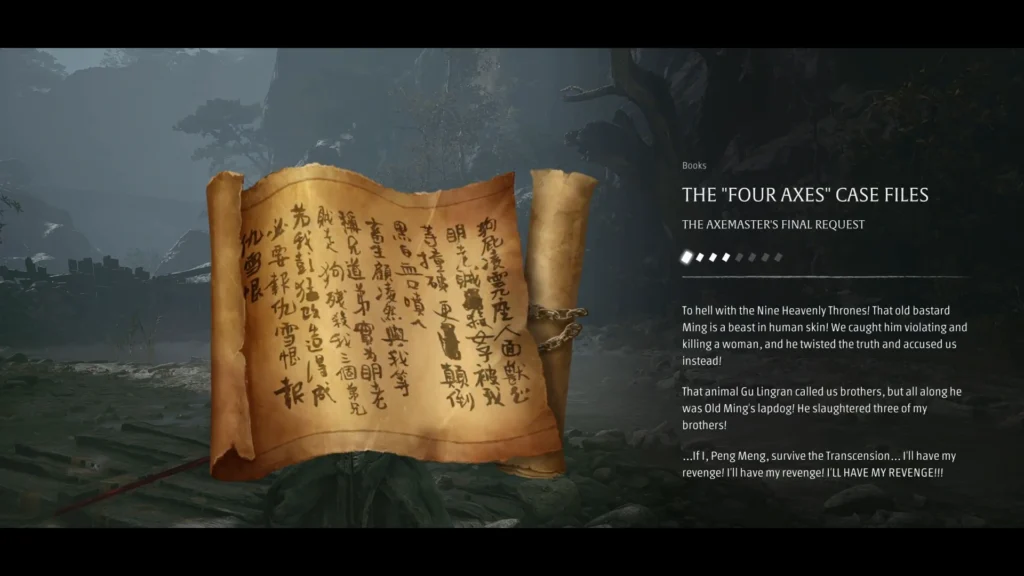 The Note related to the four axes quest