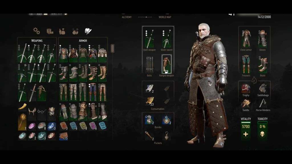 Geralt wearing the Bear Gear set