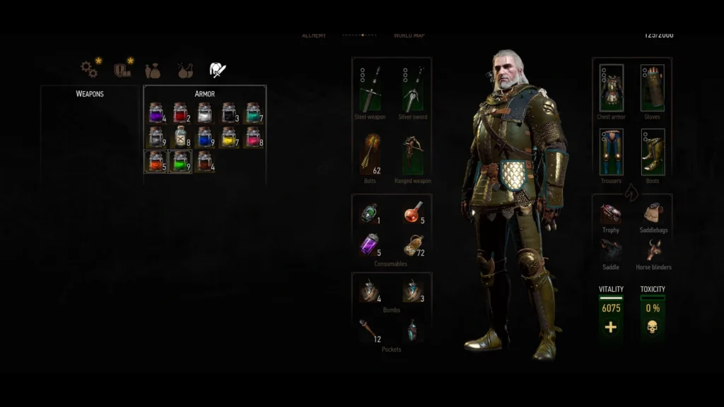Geralt wearing the Griffin Gear set