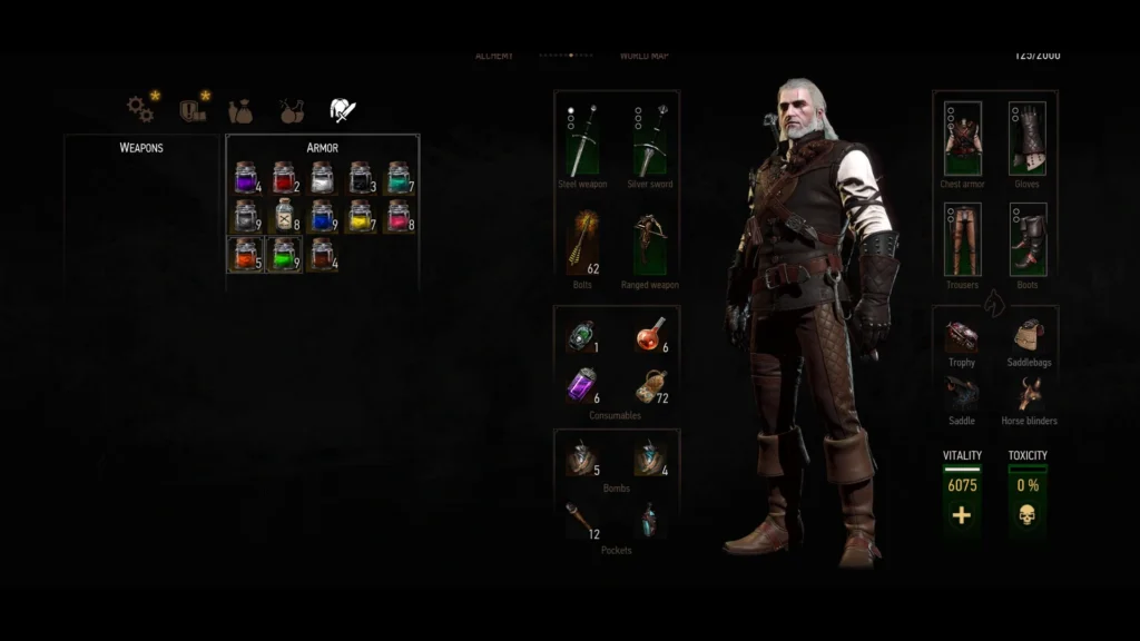 Geralt wearing the Mnaticore Gear set