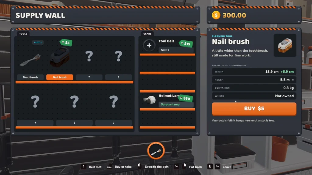 the Supply Wall menu