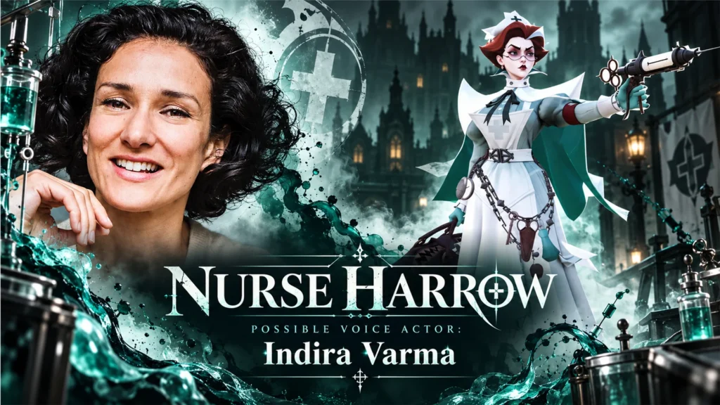 Indira Varma alongside Nurse Harrow from Deadlock as a possible voice actor candidate whose casting remains unconfirmed.
