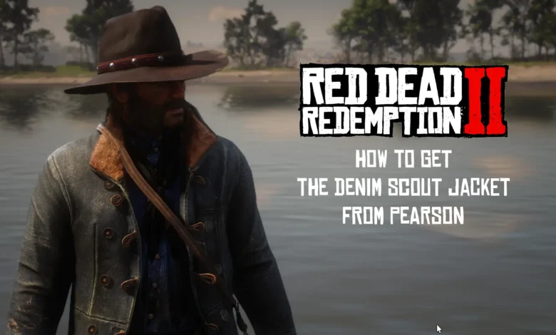 Arthur wearing Pearson's unique denim Scout Jacket in RDR2.