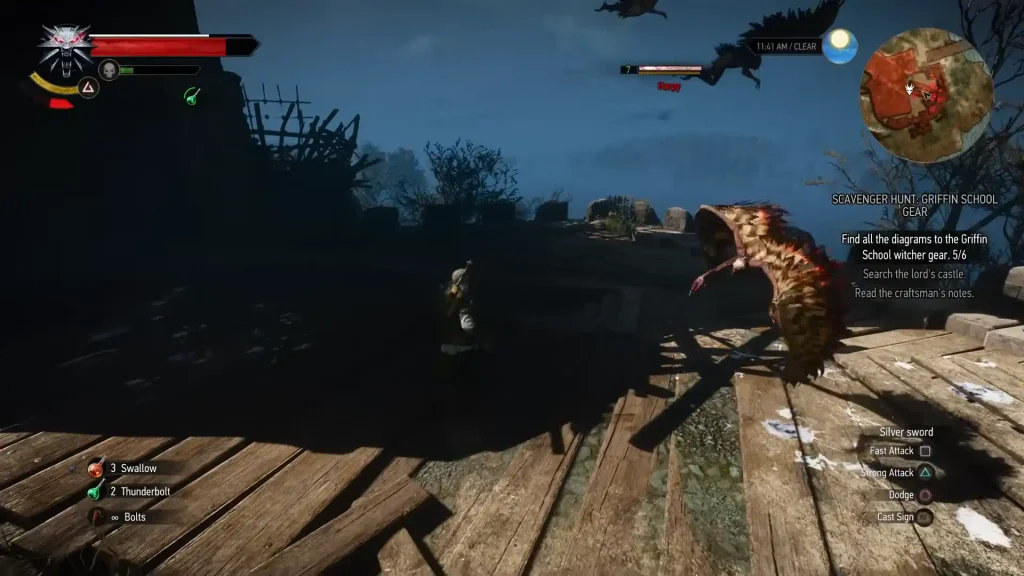The harpies in Hindhold attacking Geralt