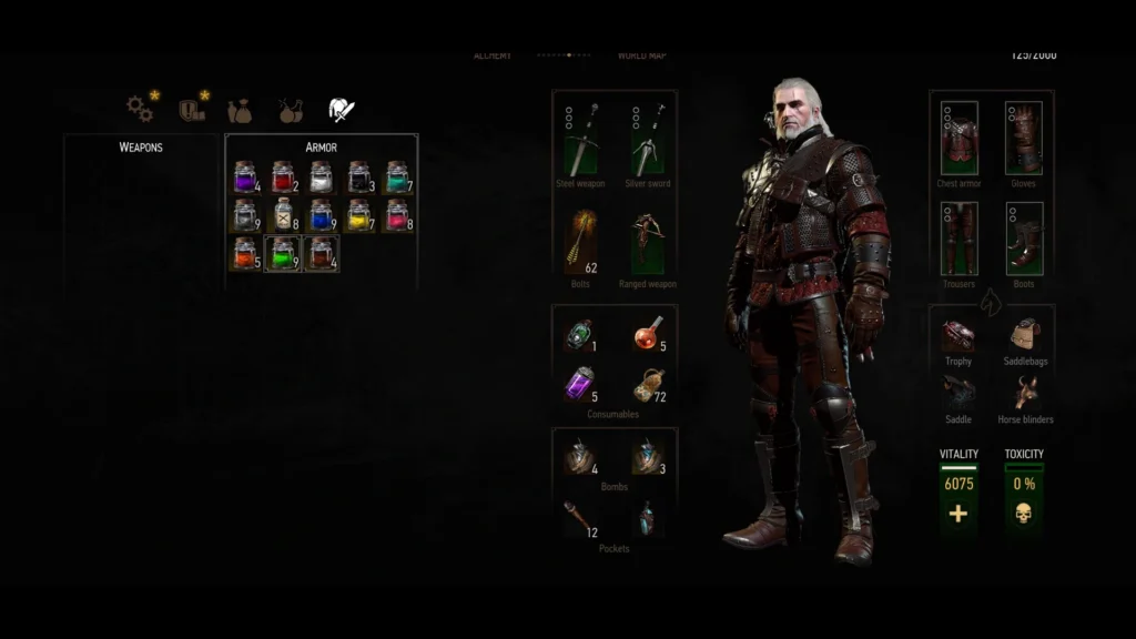 Geralt wearing the Wolf Gear set